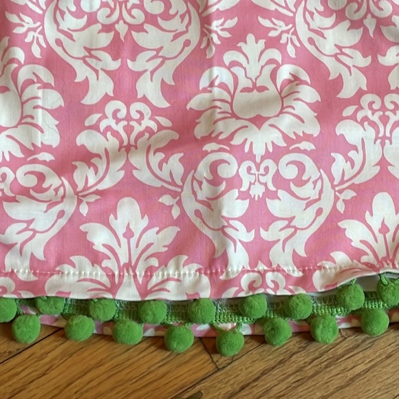NWT- Just Ducky skirt-pink damask with green Pom poms-size 6-cute! - Picture 2 of 3